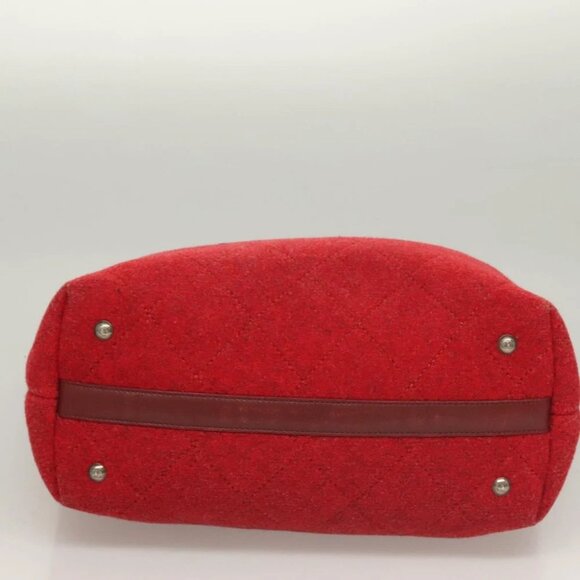 CHANEL Matelasse Chain Shoulder Bag Wool 2way Red CC - Picture 5 of 16